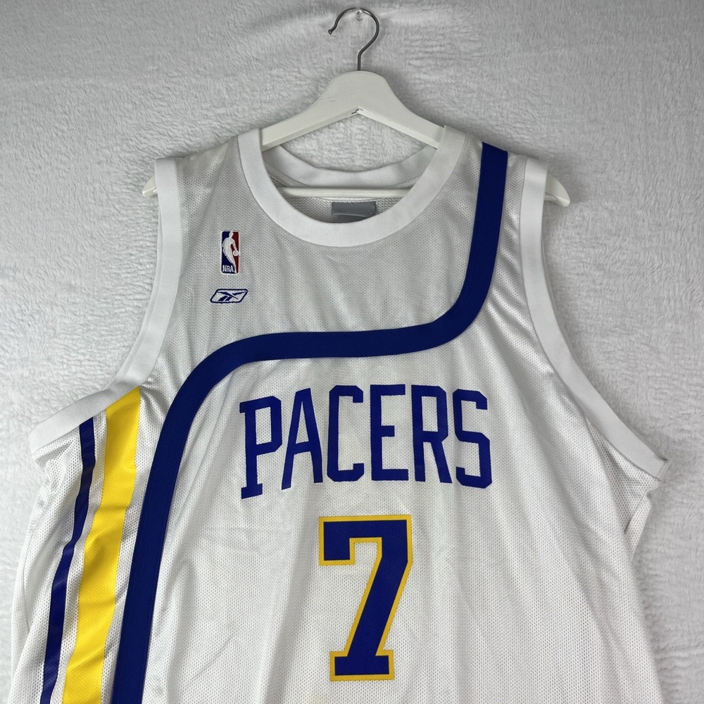 VTG Indiana Pacers Basketball Jersey Mens XL White #7 Jermaine O'Neal Reebok NBA